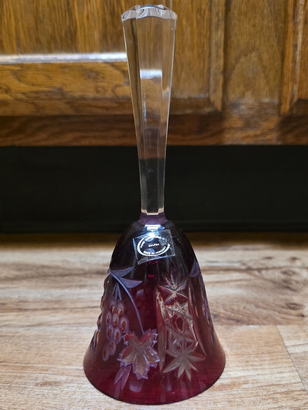 Vintage Made in Hungary Handmade Red And Clear Lead Crystal Bell